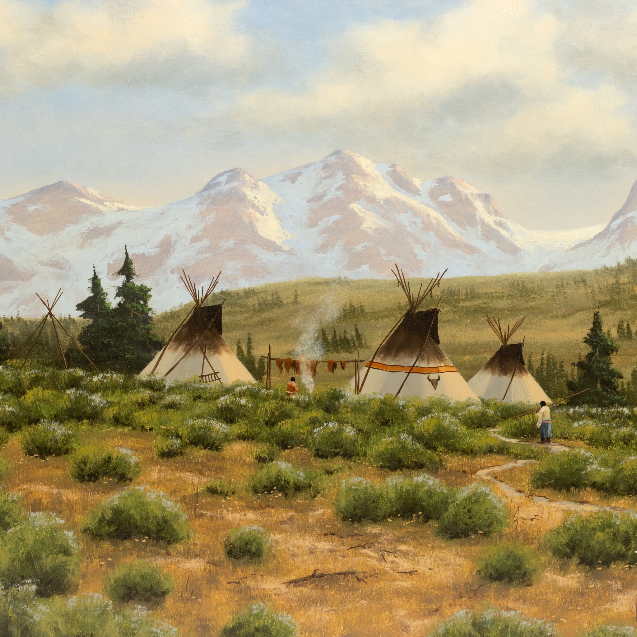 Teepees Under Cloudy Sky by Heinie Hartwig