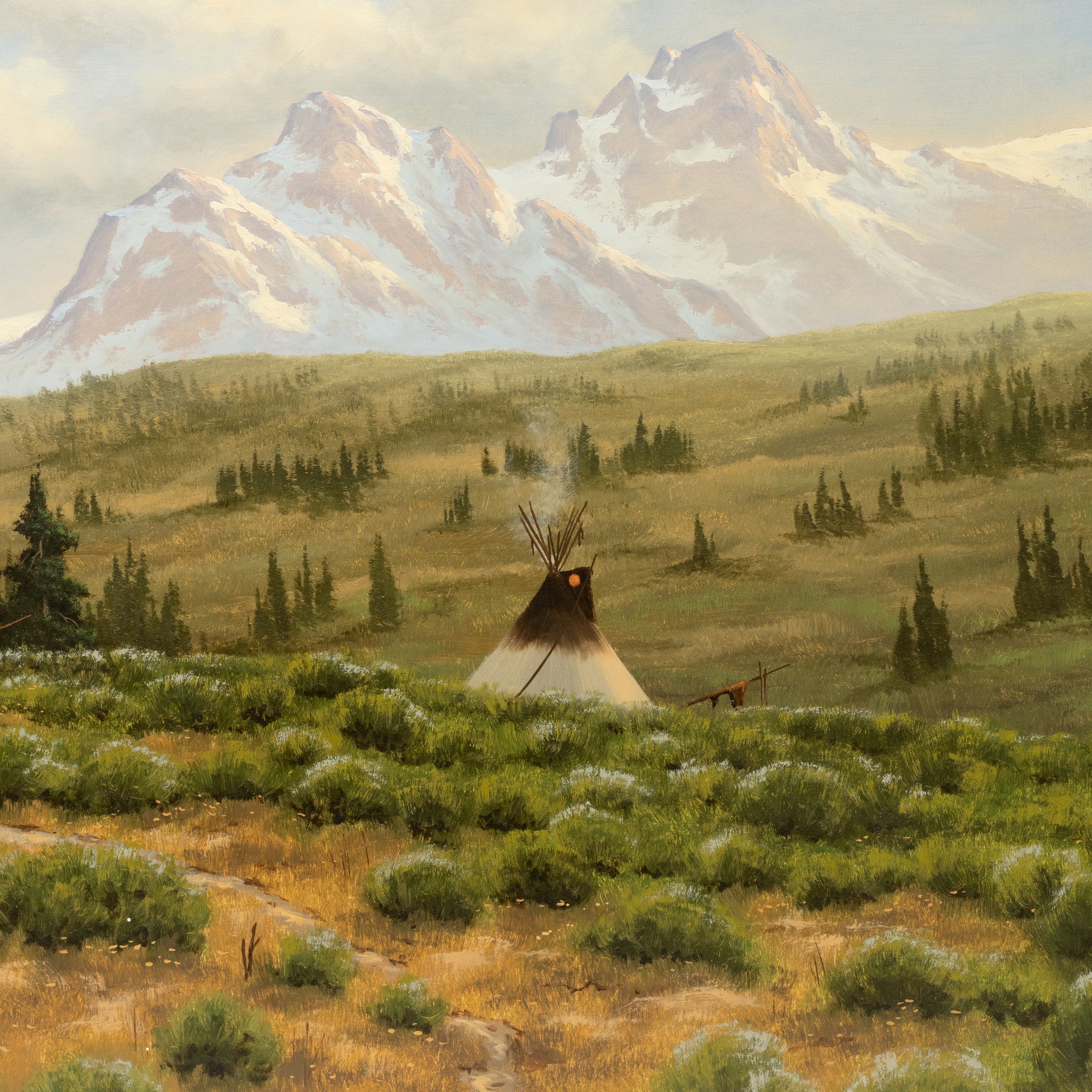 Teepees Under Cloudy Sky by Heinie Hartwig