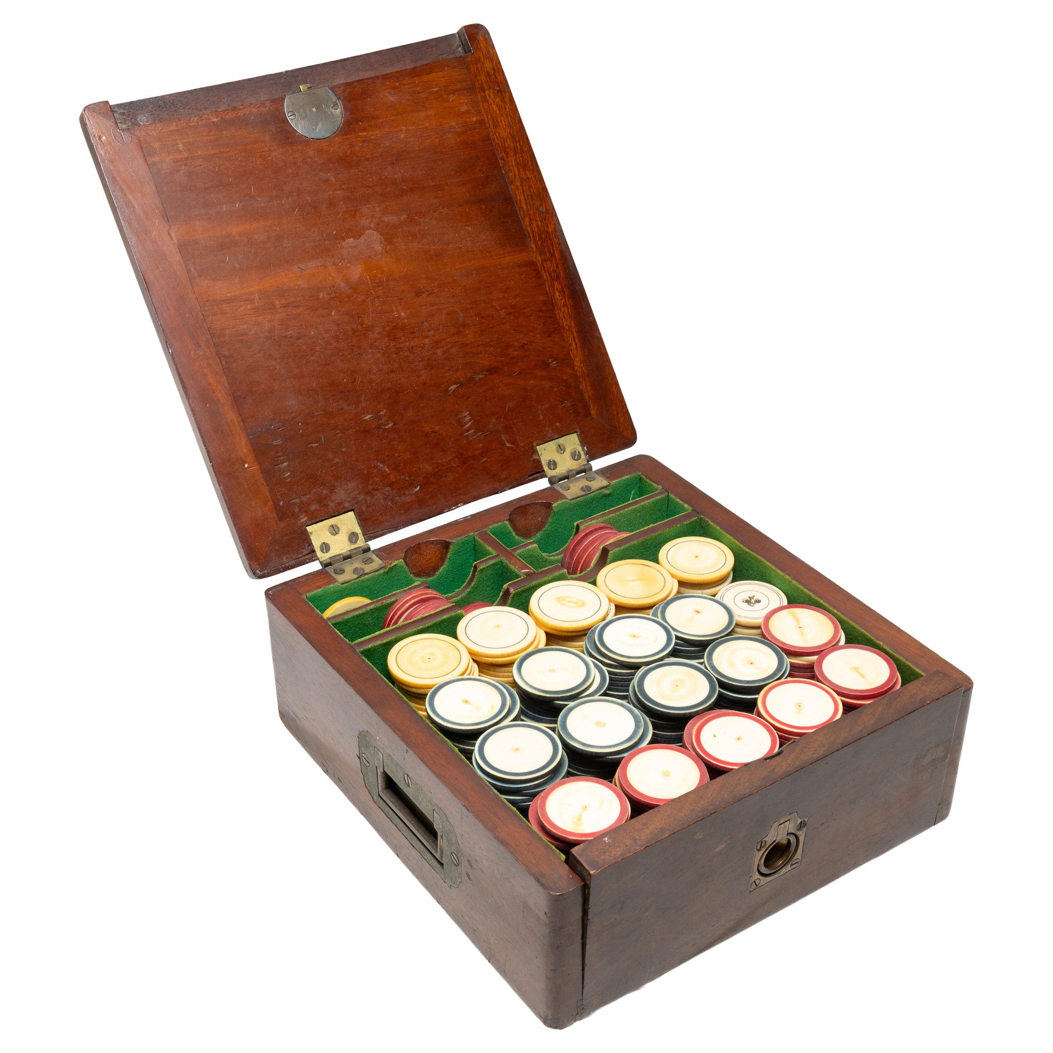 Cased Ivory Poker Chips, Western, Gaming, Poker Chips