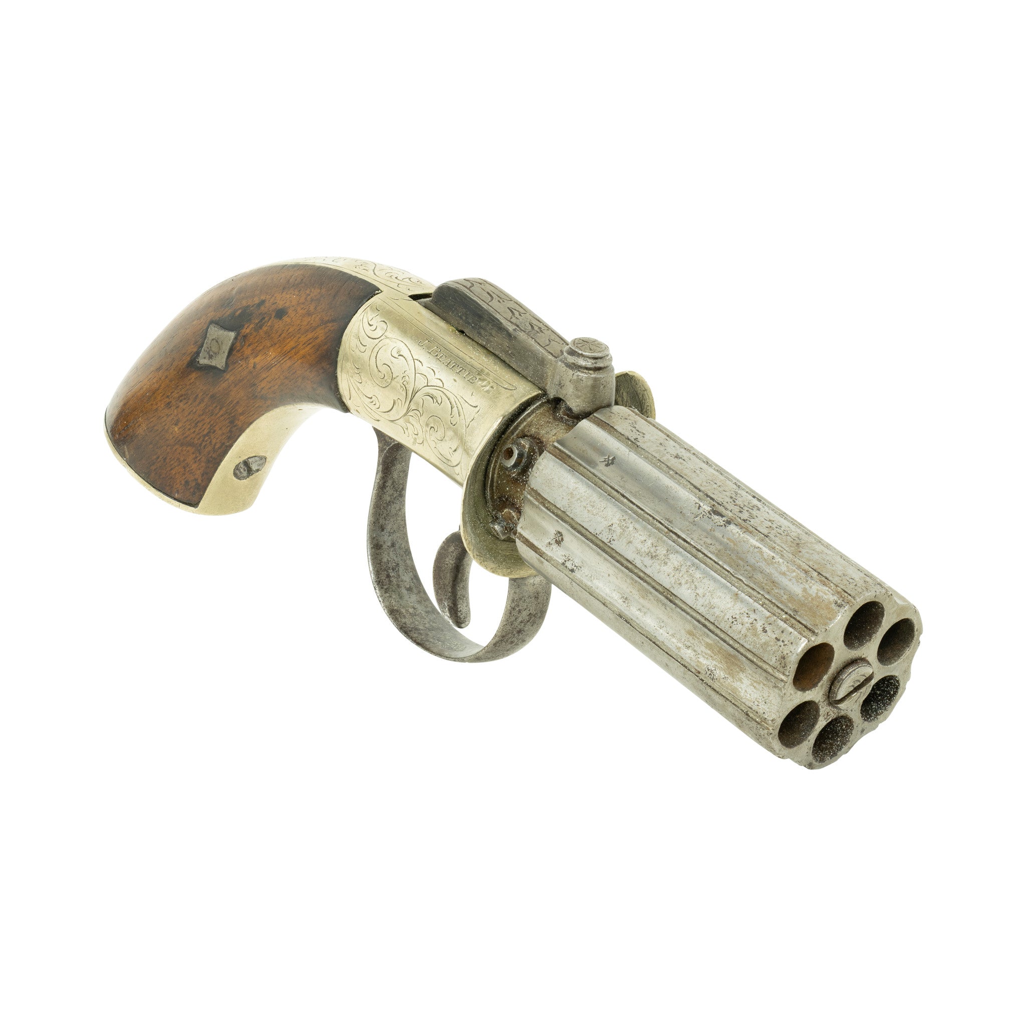 Cased James Beattie Pepperbox Pistol