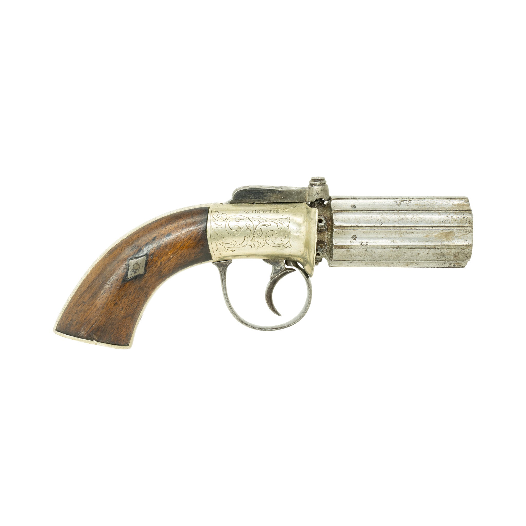 Cased James Beattie Pepperbox Pistol