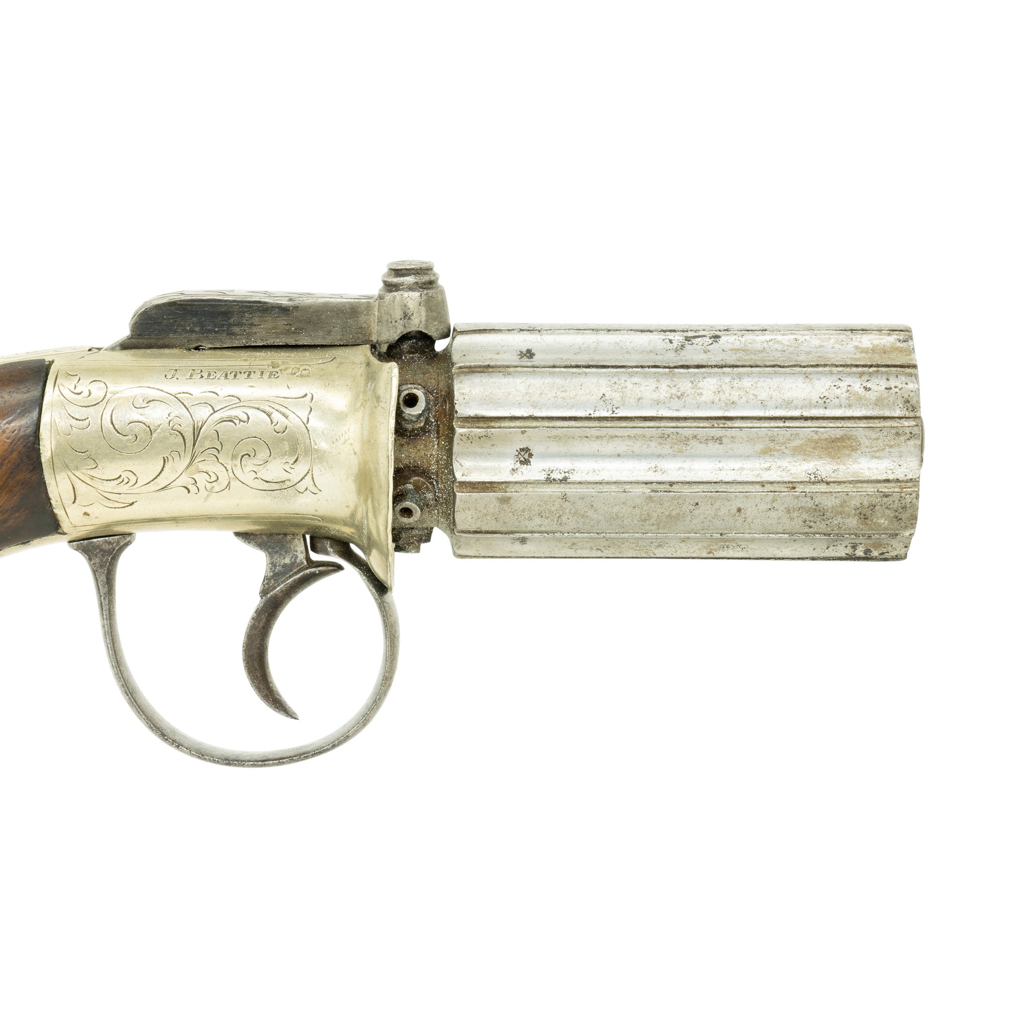Cased James Beattie Pepperbox Pistol