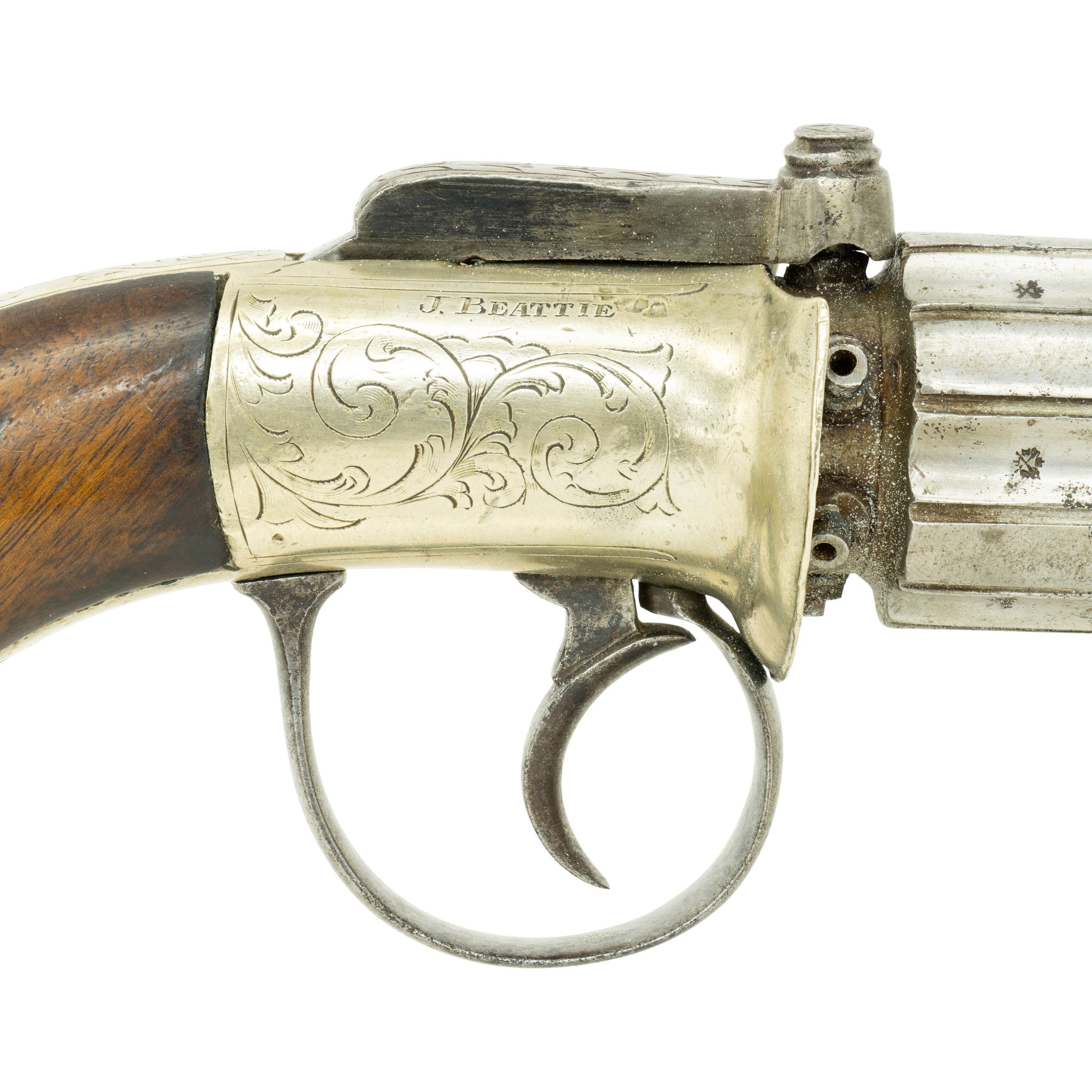 Cased James Beattie Pepperbox Pistol