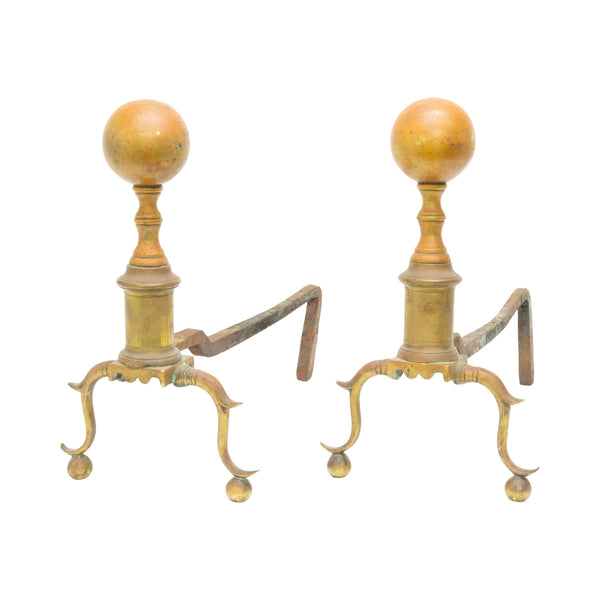 American Federal Brass & Wrought-Iron Andirons, Furnishings, Fireplace, Andiron
