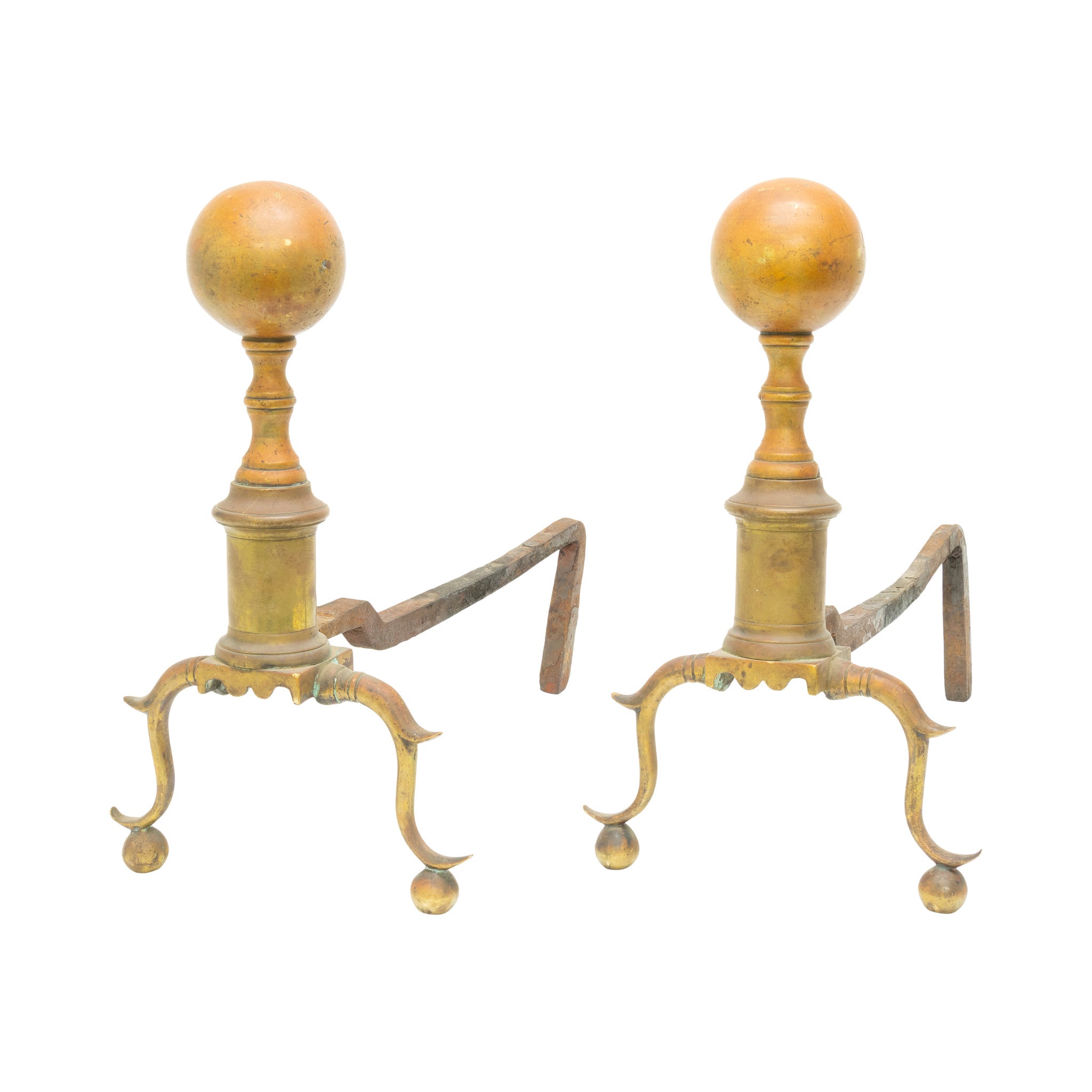 American Federal Brass & Wrought-Iron Andirons, Furnishings, Fireplace, Andiron