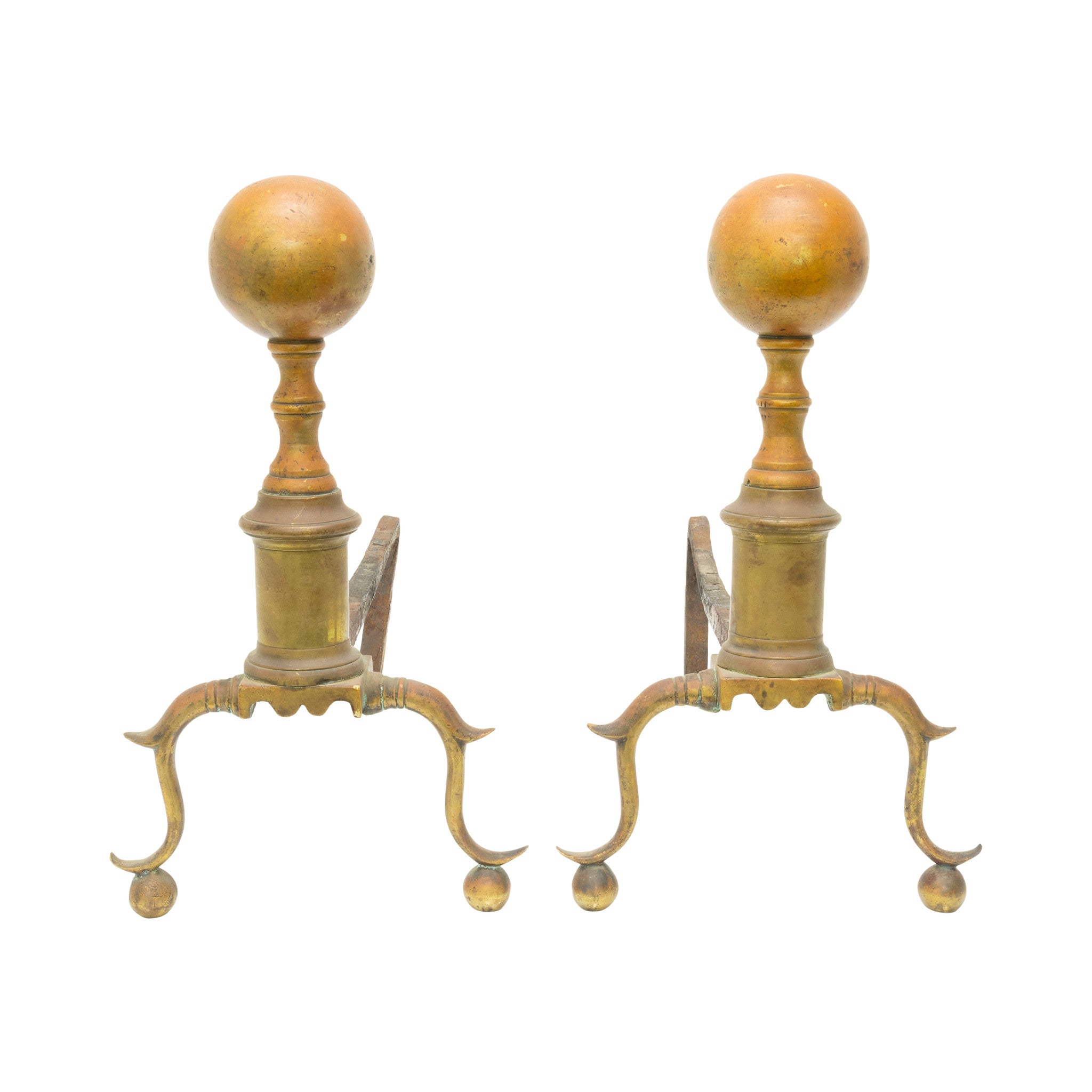 American Federal Brass & Wrought-Iron Andirons
