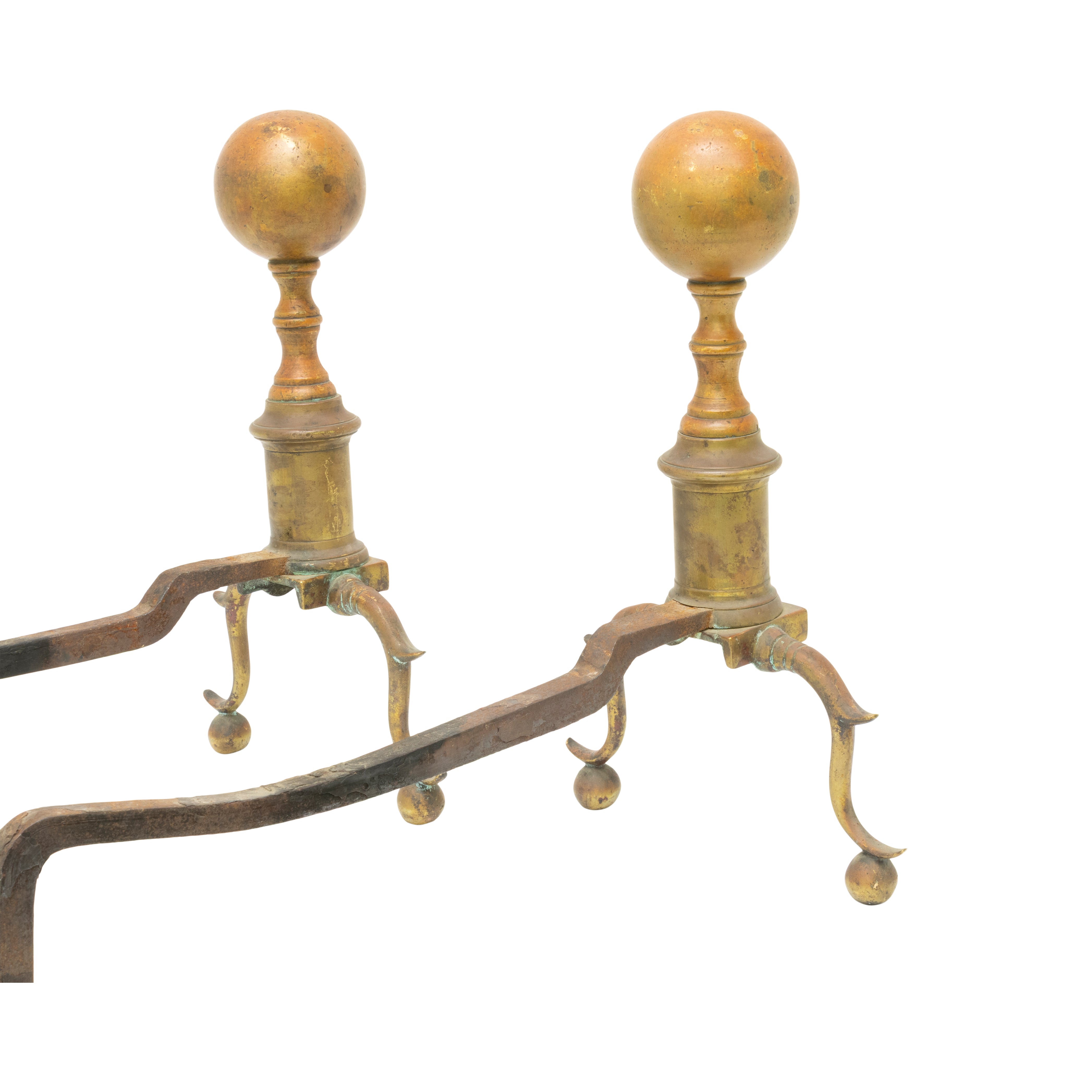 American Federal Brass & Wrought-Iron Andirons