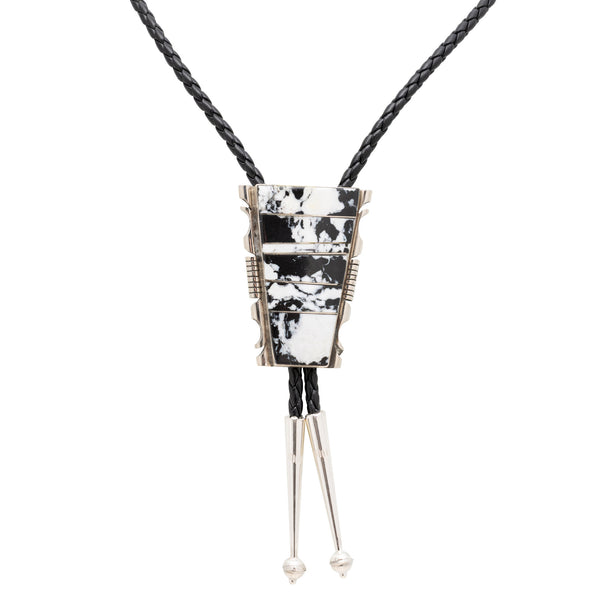 Navajo White Buffalo Turquoise Bolo, Jewelry, Bolo Necktie, Native