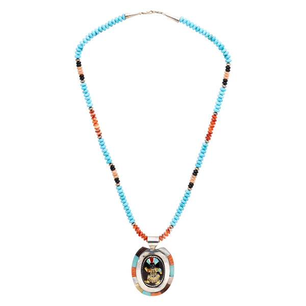 Zuni Inlay Dancer Necklace, Jewelry, Necklace, Native