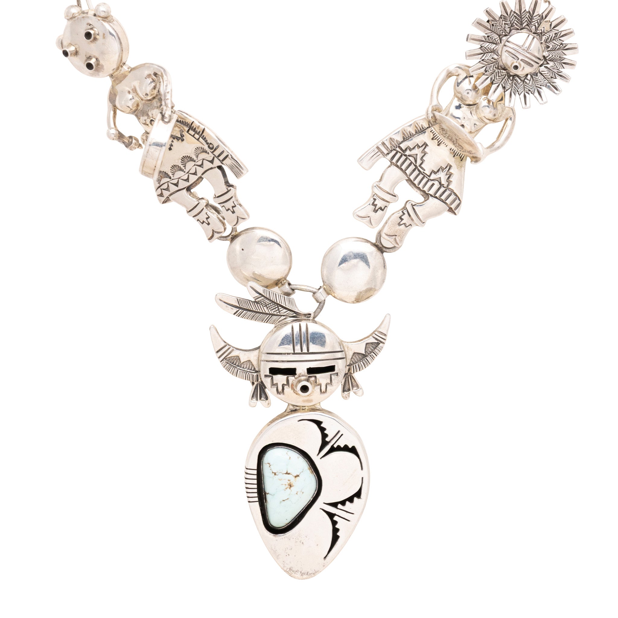 Navajo Sterling Kachina Necklace