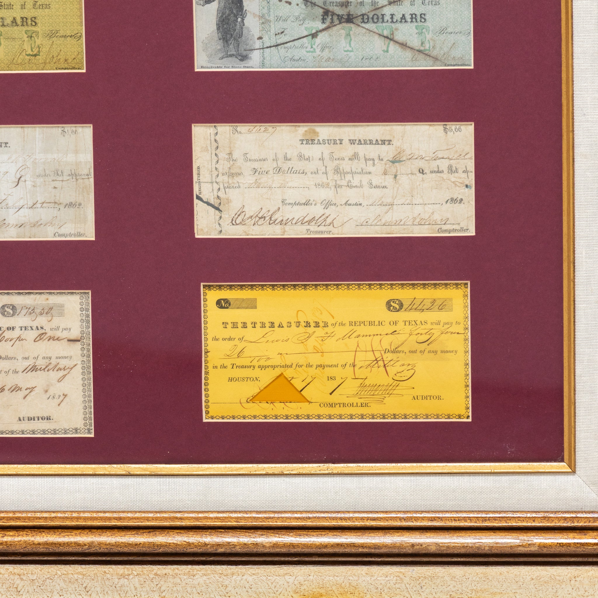 Texas Republic and American Civil War Treasury Warrants