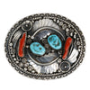Navajo Coral and Turquoise Buckle, Jewelry, Buckle, Native