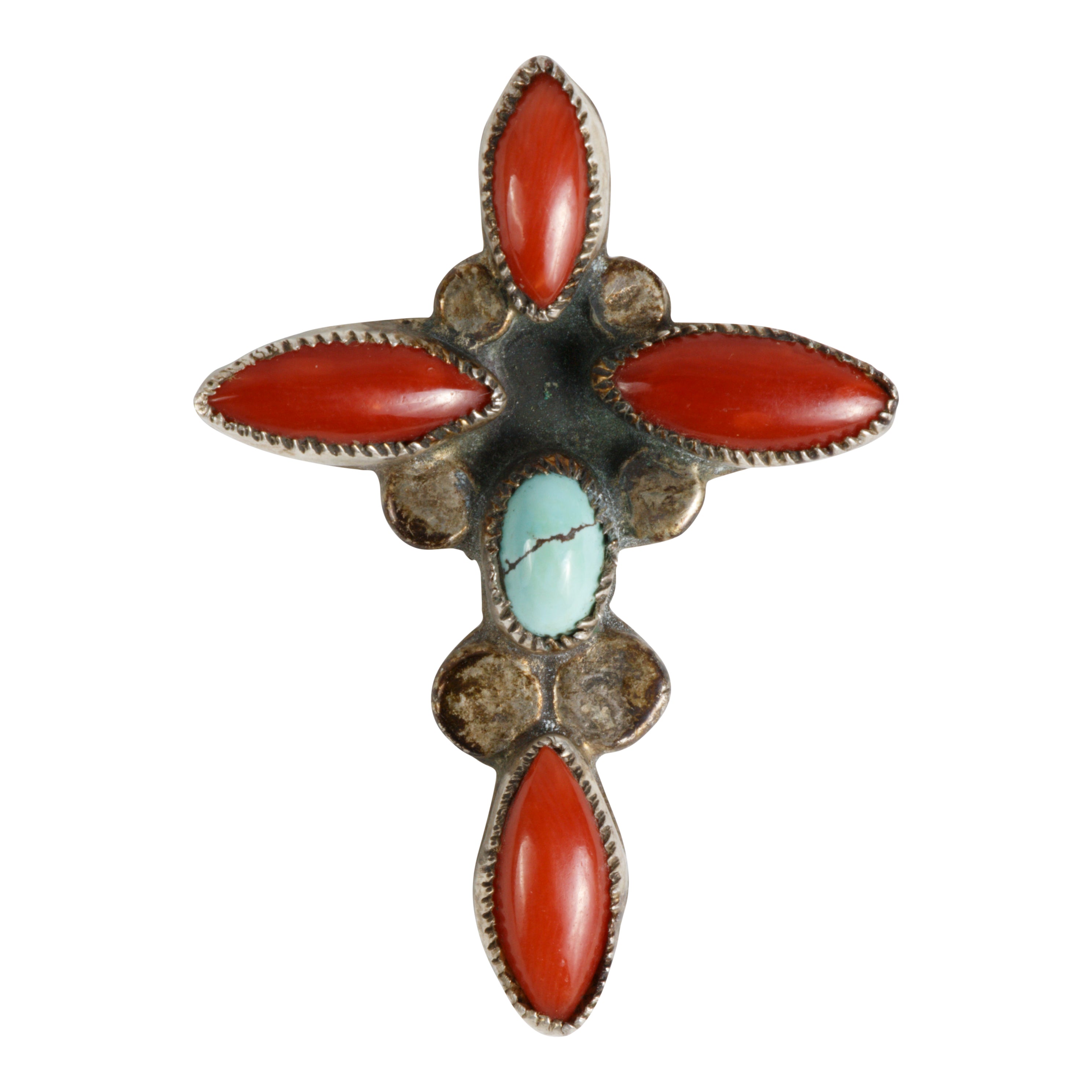 Coral Cross Pendant, Jewelry, Necklace, Native