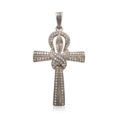Diamond and Silver Cross Pendant, Jewelry, Necklace, Estate