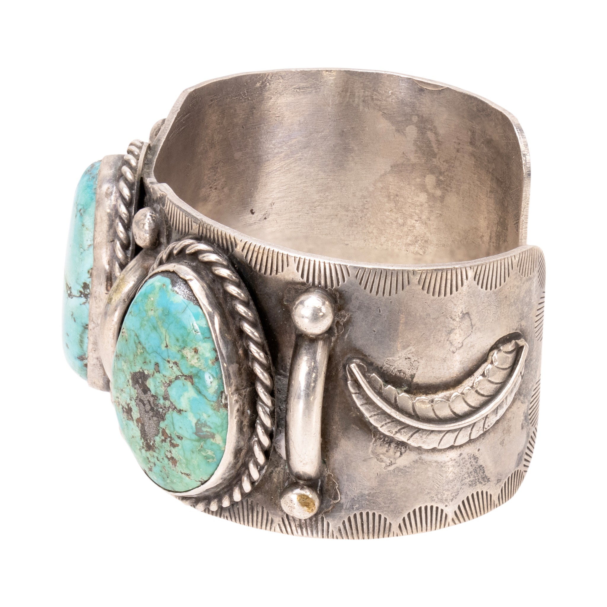 Three Stone Silver and Turquoise Bracelet