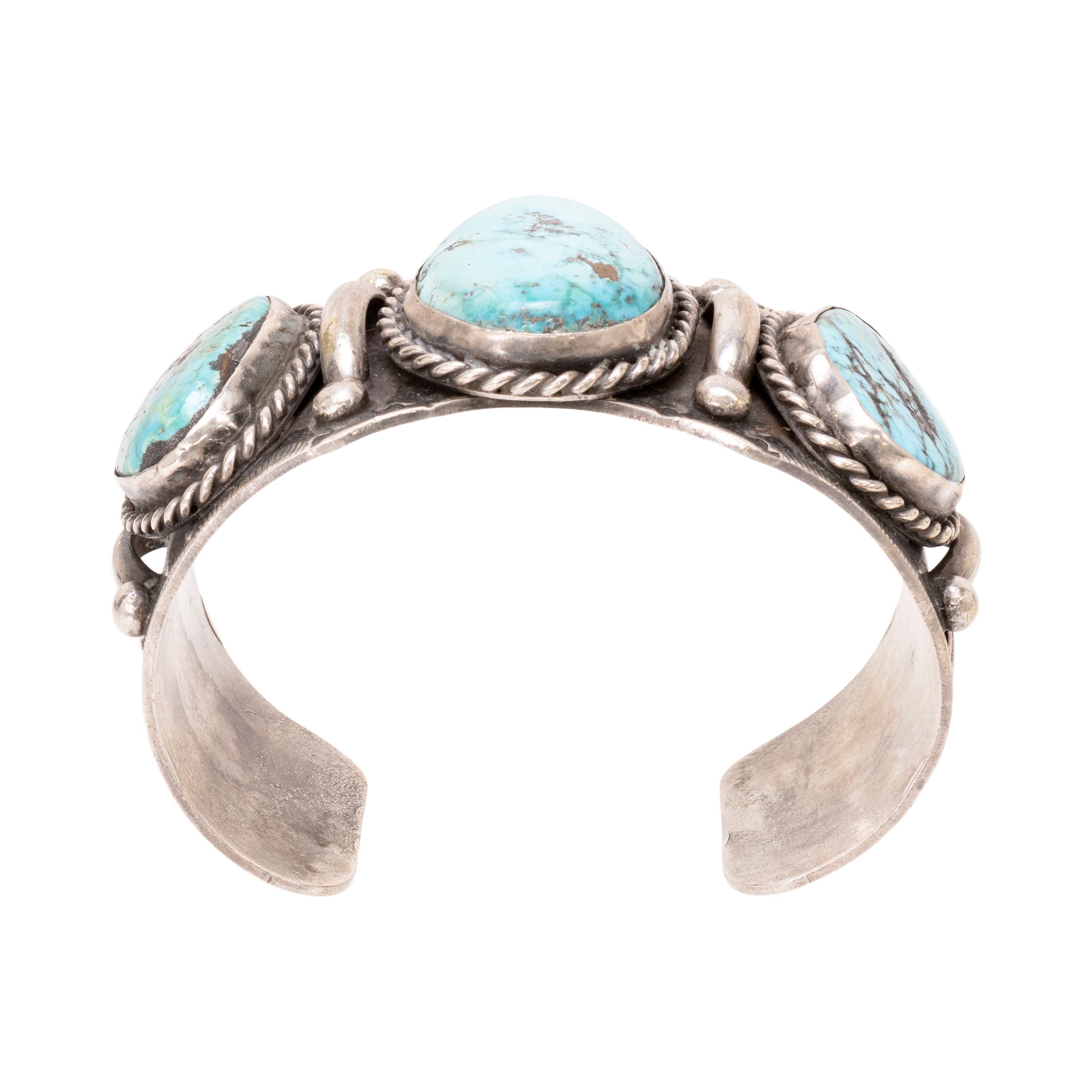 Three Stone Silver and Turquoise Bracelet