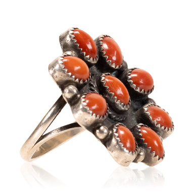 Coral Bead and Sterling Ring, Jewelry, Ring, Native