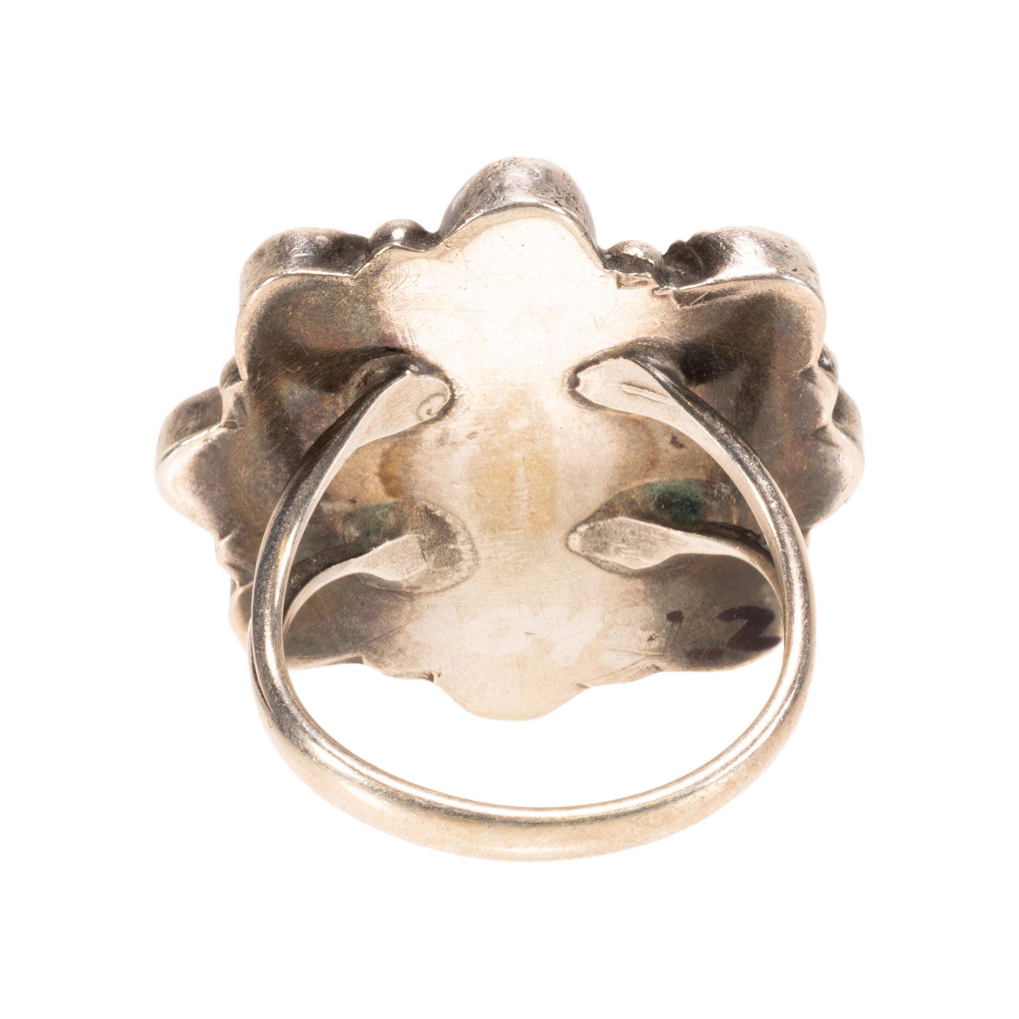 Coral Bead and Sterling Ring