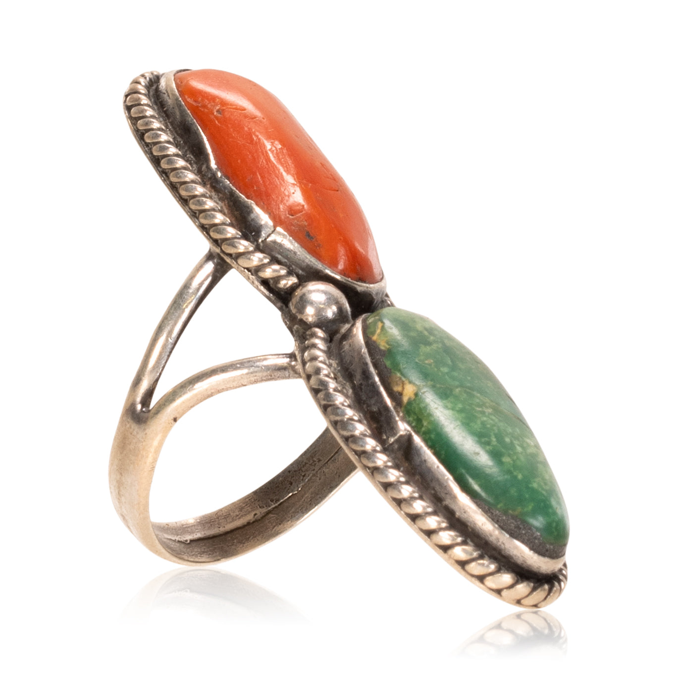 Turquoise and Coral Ring, Jewelry, Ring, Native