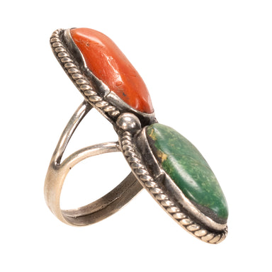 Turquoise and Coral Ring, Jewelry, Ring, Native