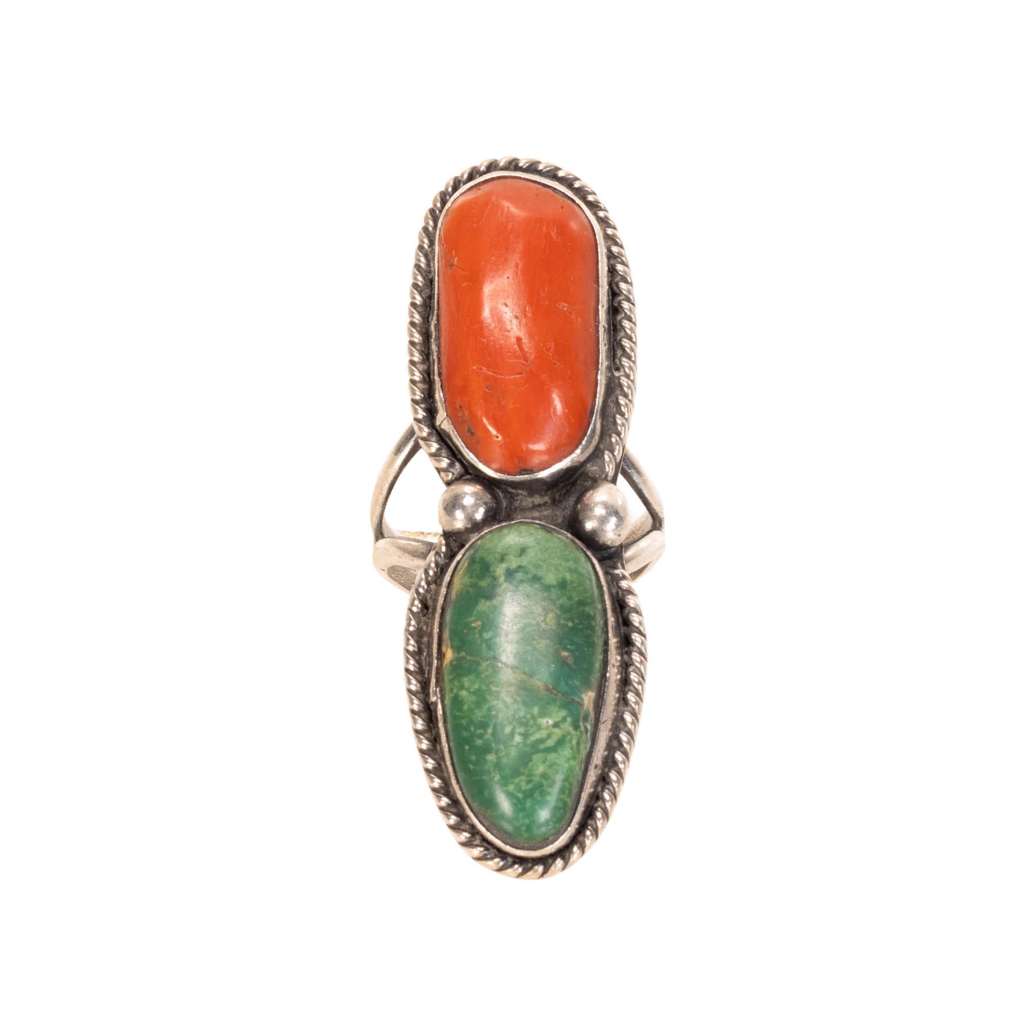 Turquoise and Coral Ring