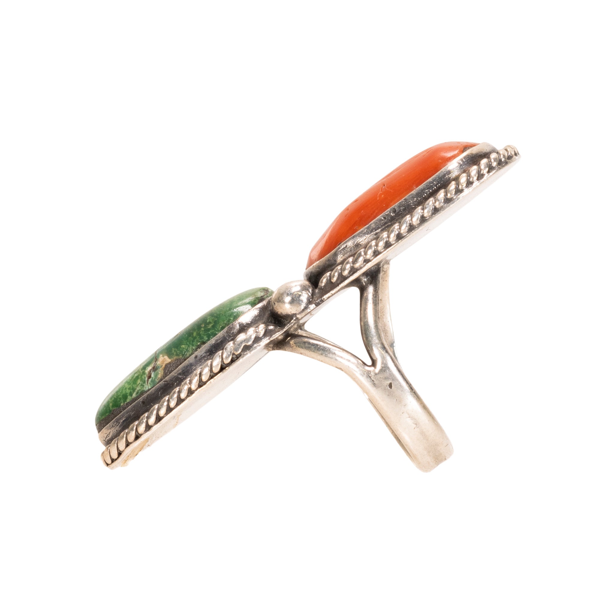 Turquoise and Coral Ring