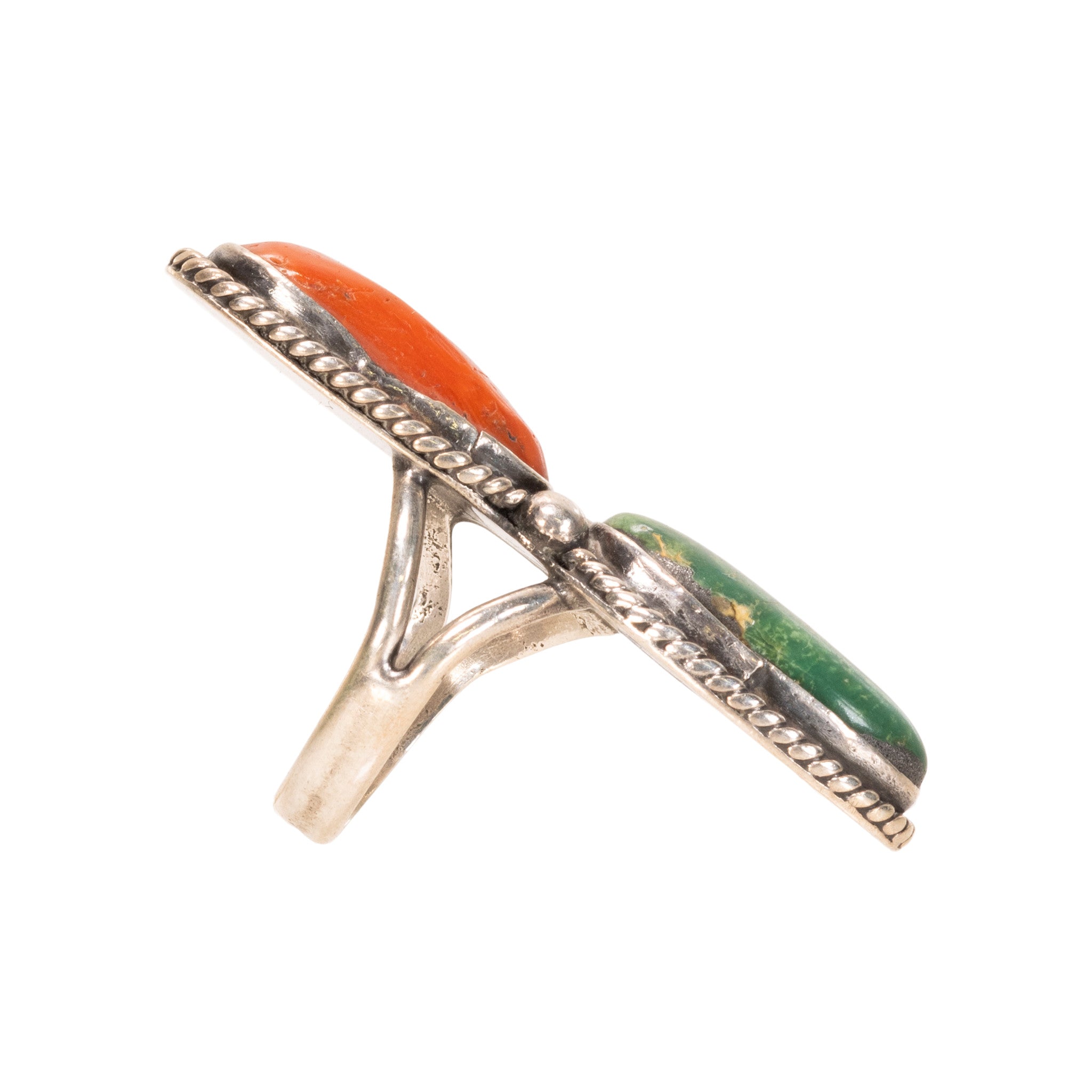 Turquoise and Coral Ring