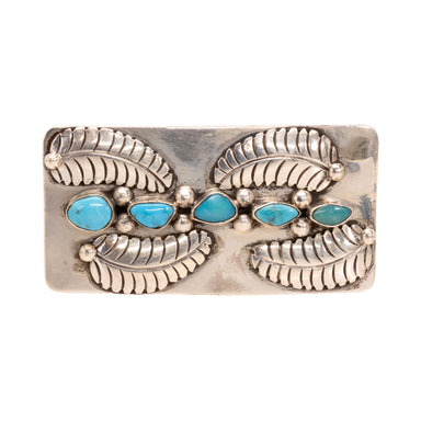 Turquoise and Feathers Buckle, Jewelry, Buckle, Native