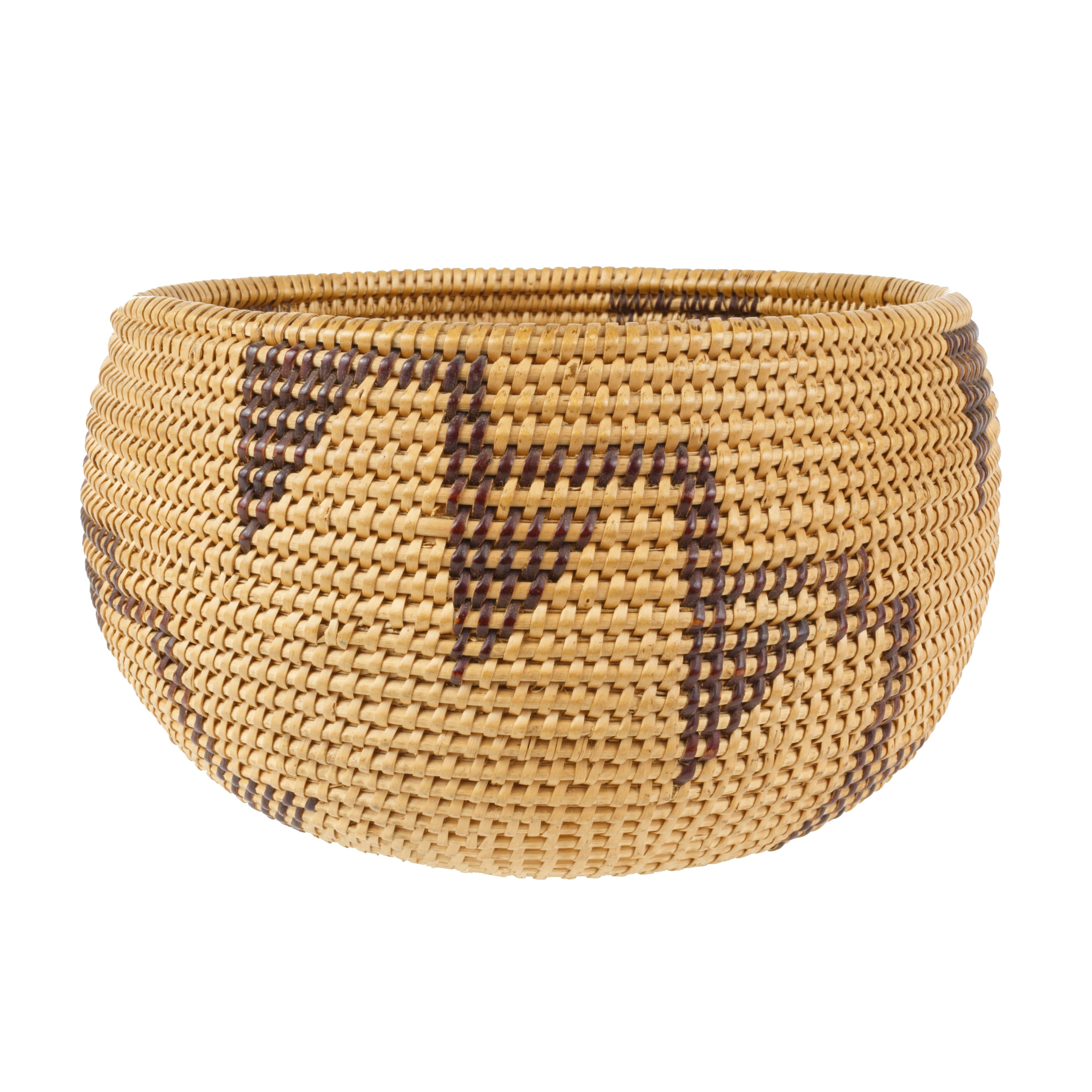 Single Rod Pomo Basket, Native, Basketry, Vertical