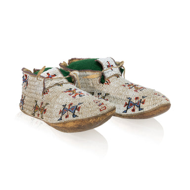 Fully Beaded Cheyenne Moccasins, Native, Garment, Moccasins