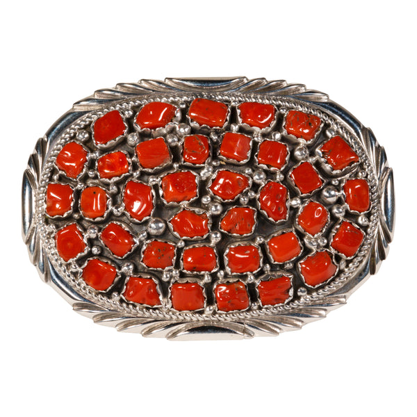 Navajo Coral Nugget Belt Buckle, Jewelry, Buckle, Native