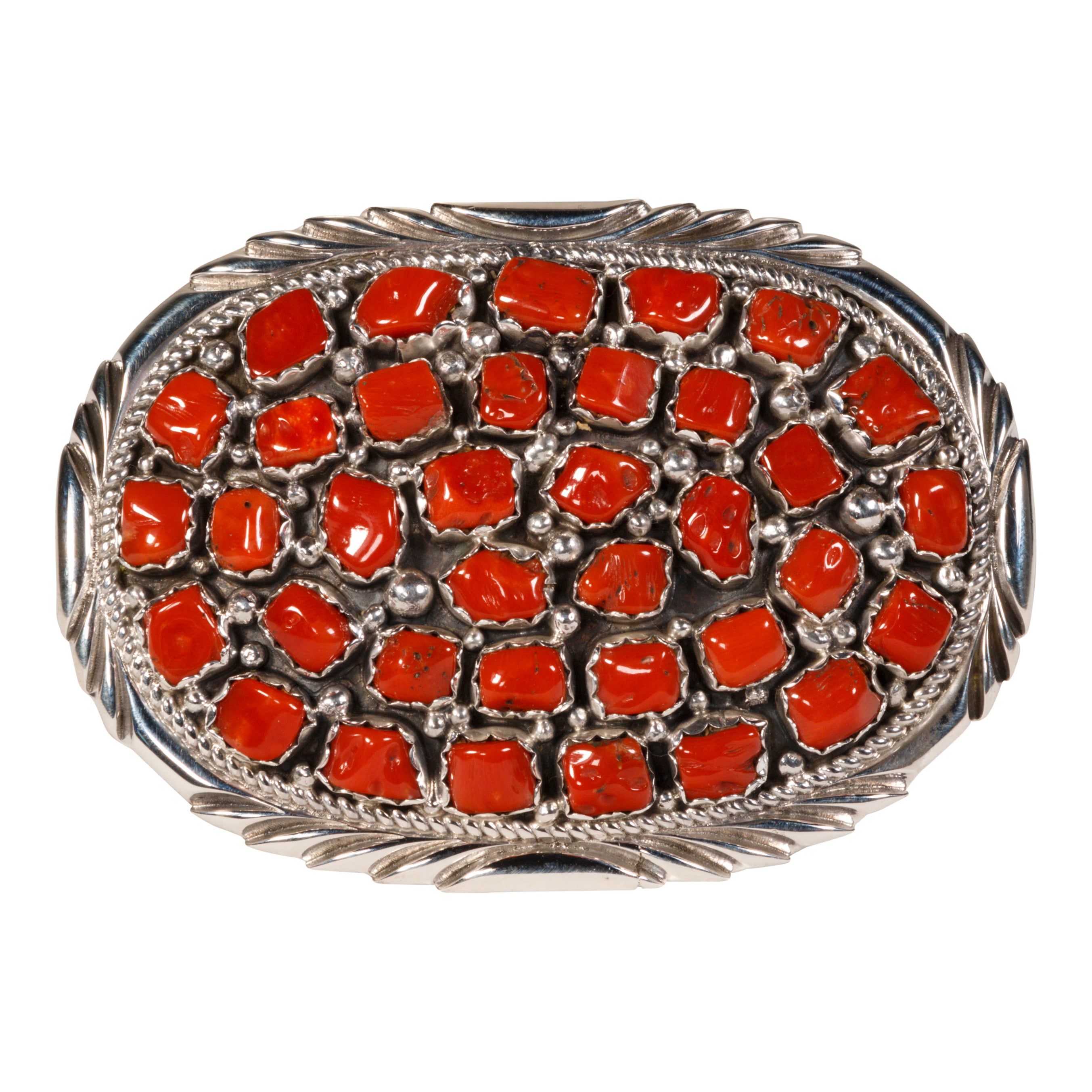 Navajo Coral Nugget Belt Buckle, Jewelry, Buckle, Native