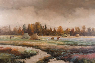 Native Village by Thomas deDecker, Fine Art, Painting, Native American