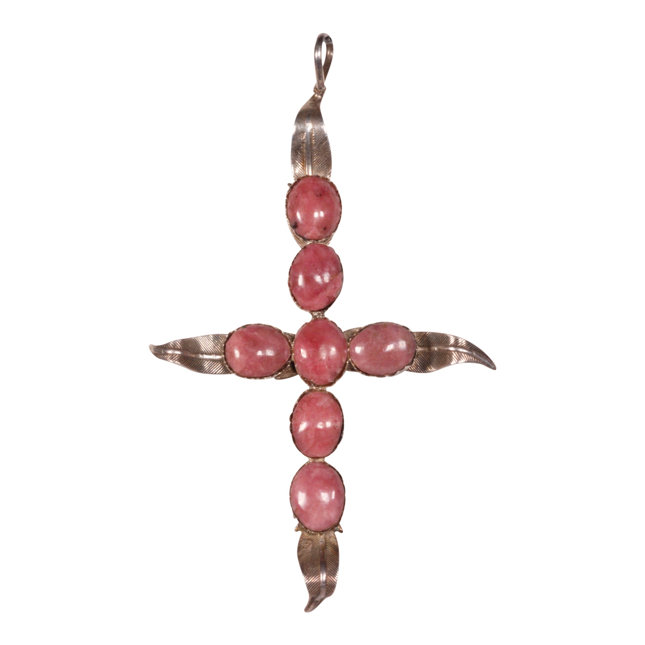 Pink Stone Cross Pendant, Jewelry, Necklace, Native