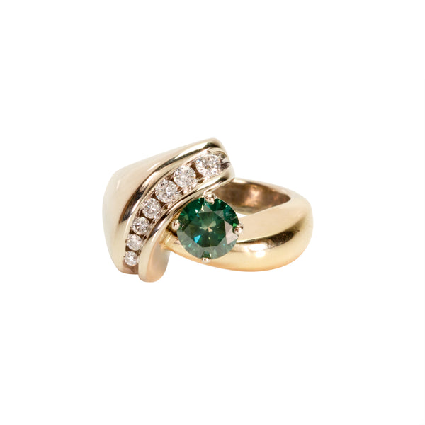Stunning 14K Green Diamond Ring, Jewelry, Ring, Estate