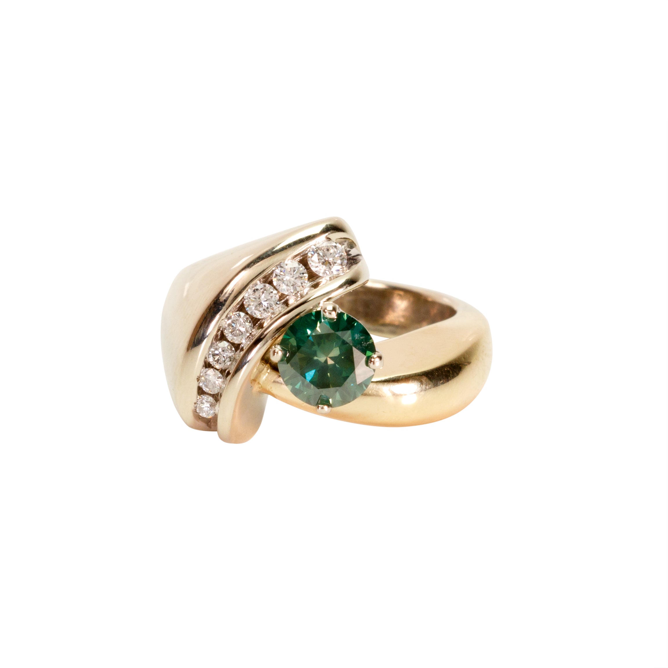 Stunning 14K Green Diamond Ring, Jewelry, Ring, Estate