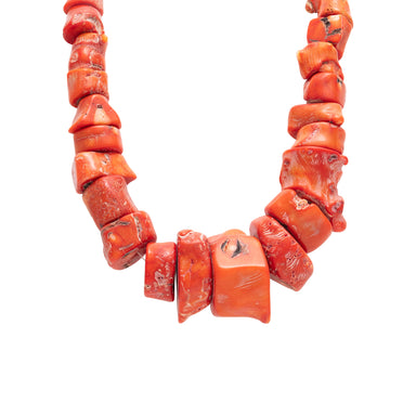 Large Coral Beaded Necklace, Jewelry, Necklace, Native