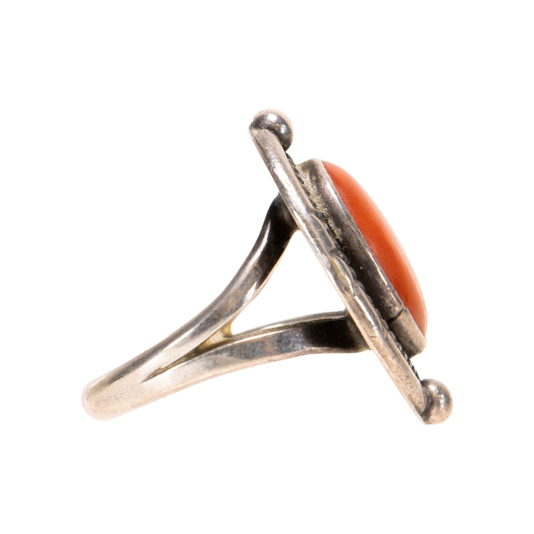 Coral and Sterling Ring