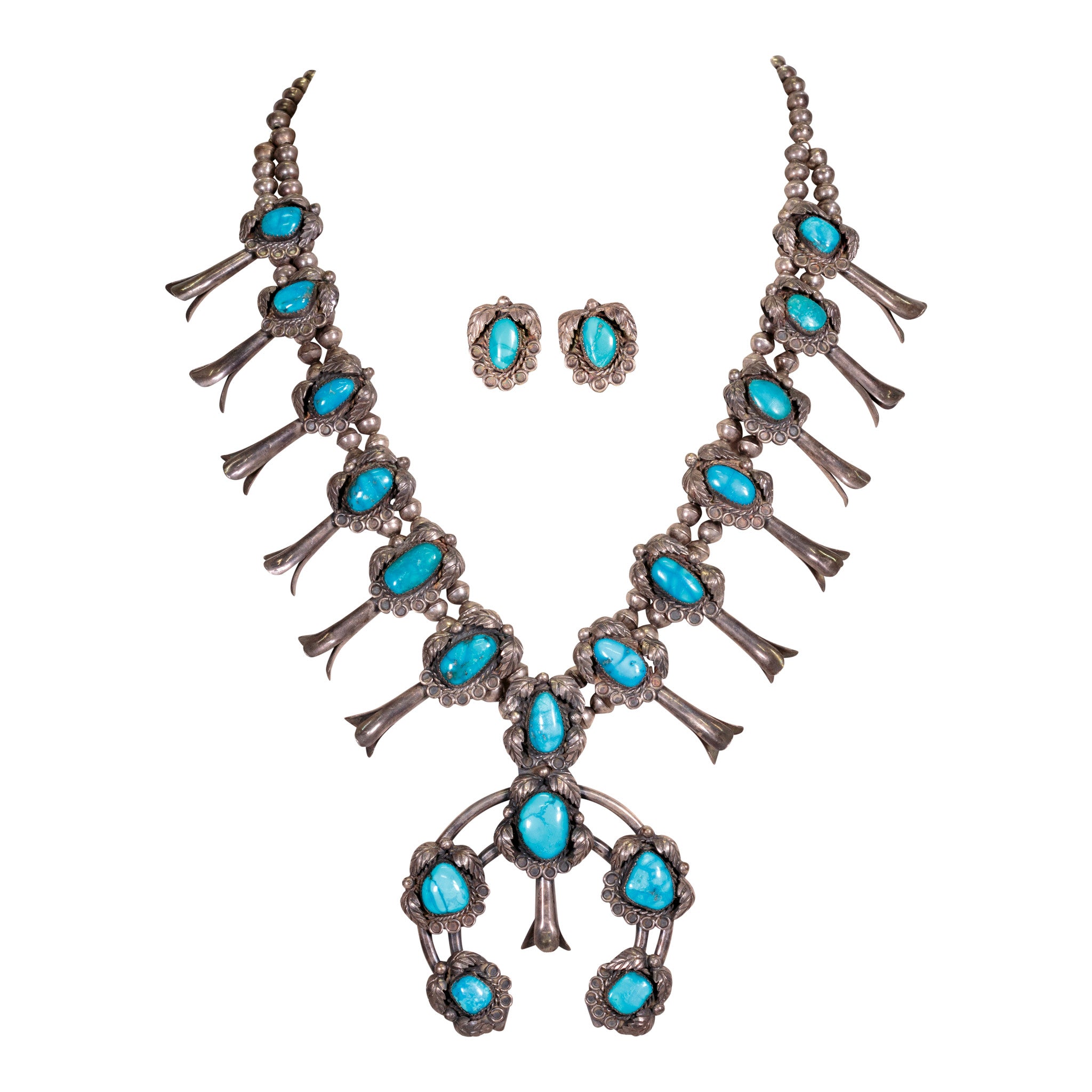 Navajo Blue Gem Squash Blossom Set, Jewelry, Set, Native