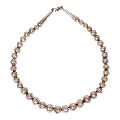 Hand-Stamped Sterling Silver Bead Necklace, Jewelry, Necklace, Native