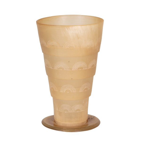 Etched Horn Drinking Cup, Western, Drinking, Glass