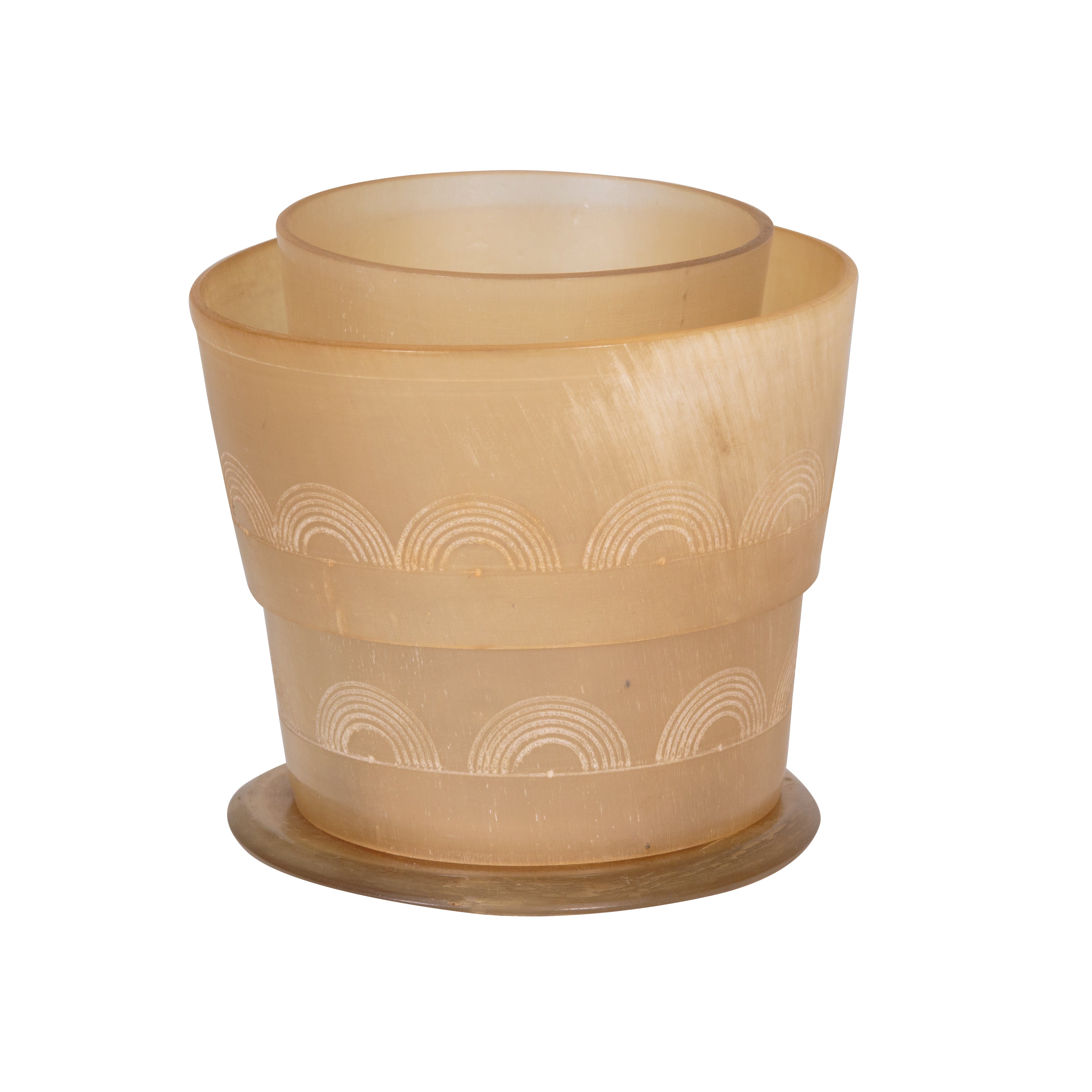 Etched Horn Drinking Cup