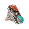 Turquoise and Coral Ring