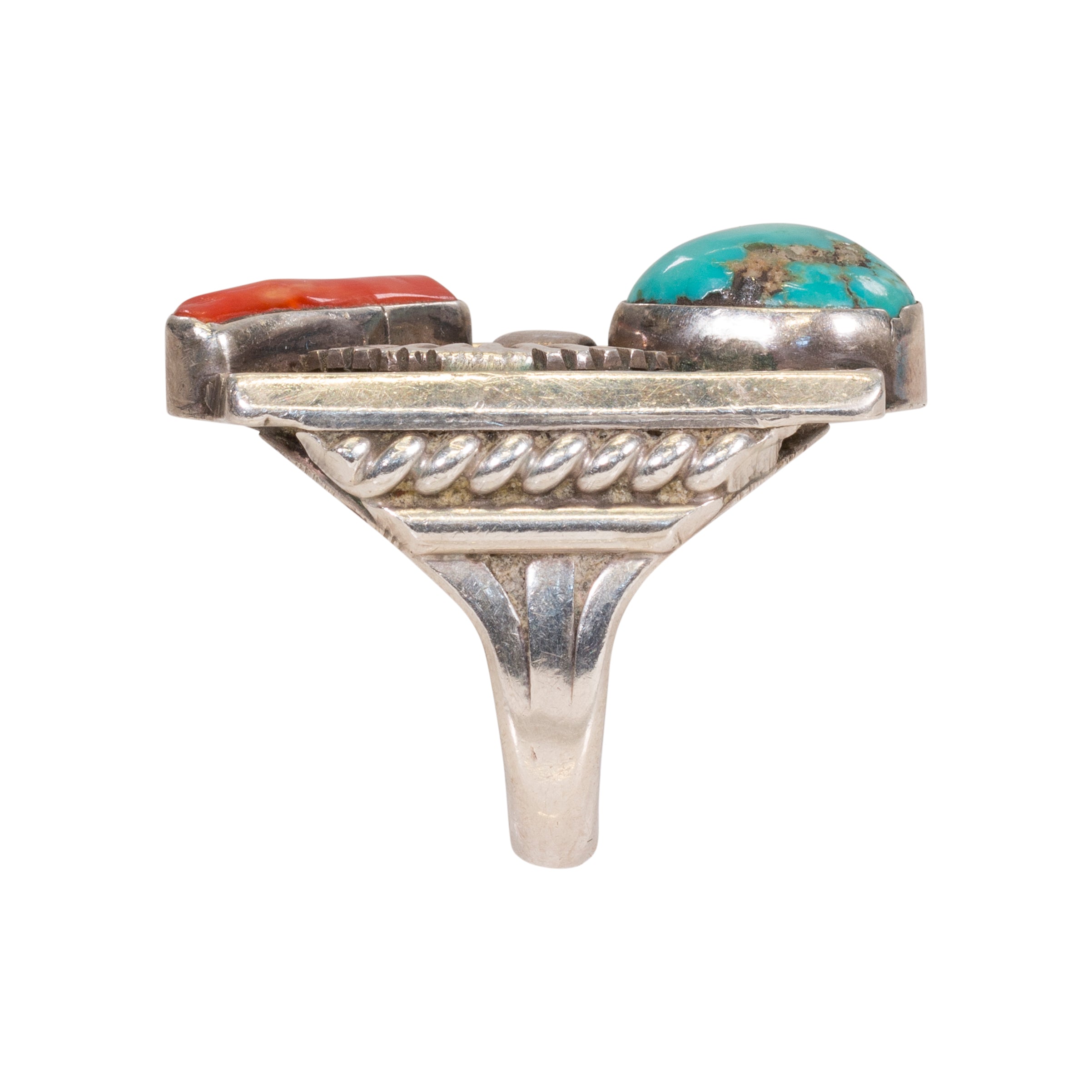Turquoise and Coral Ring