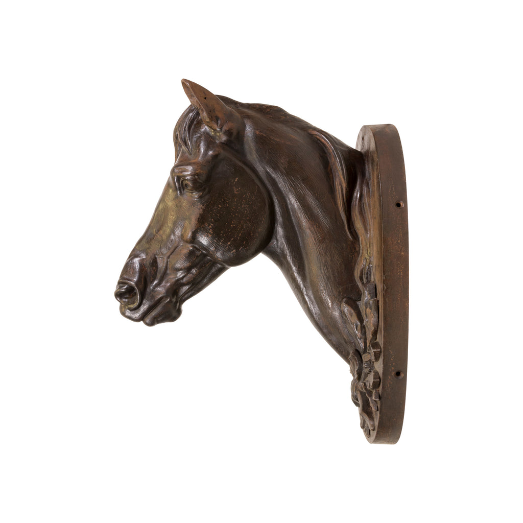 Cast iron horse head hook-brown