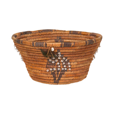 Miniature Treasure Pomo Basket, Native, Basketry, Vertical