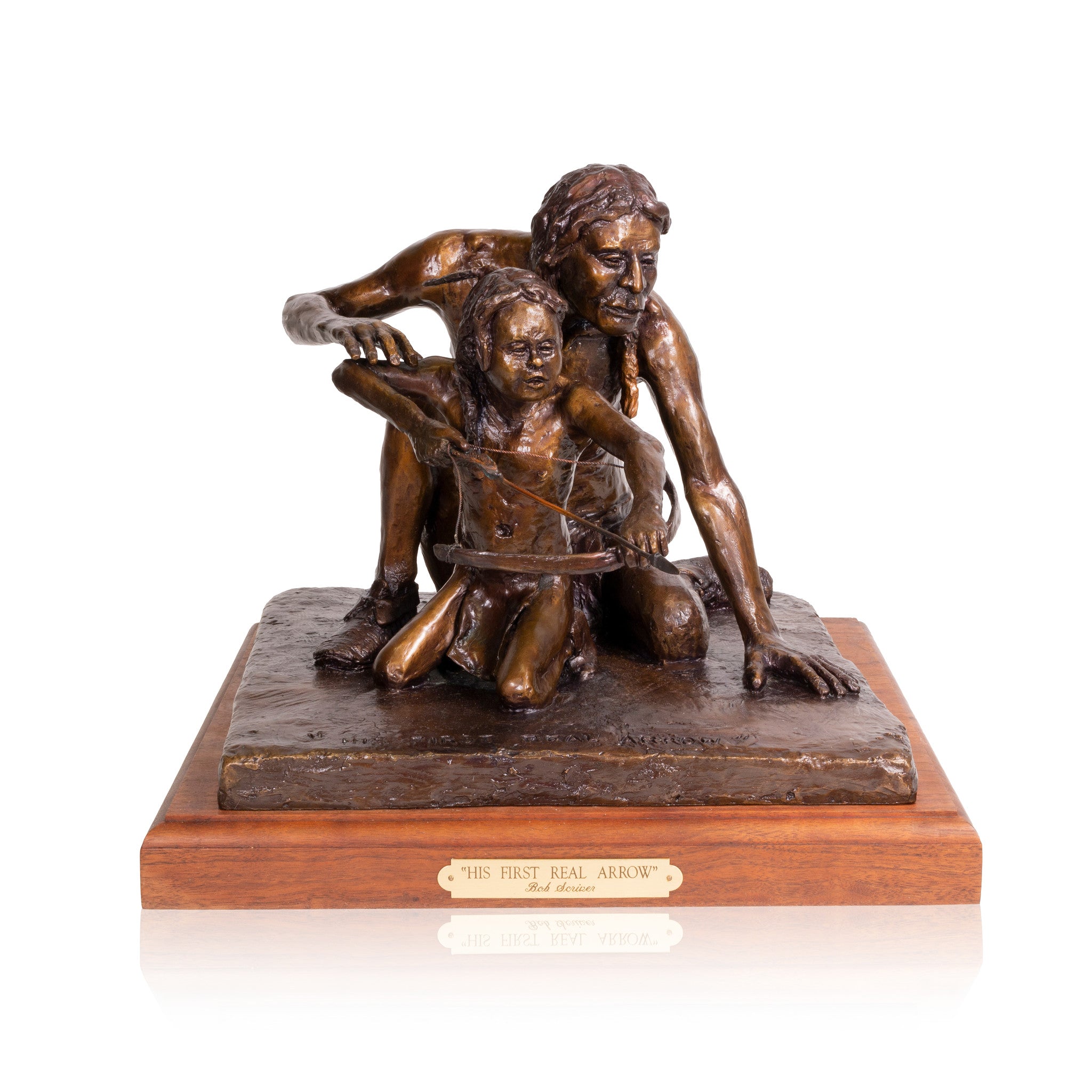 "His First Real Arrow" Bronze by Robert Scriver, Fine Art, Bronze, Limited