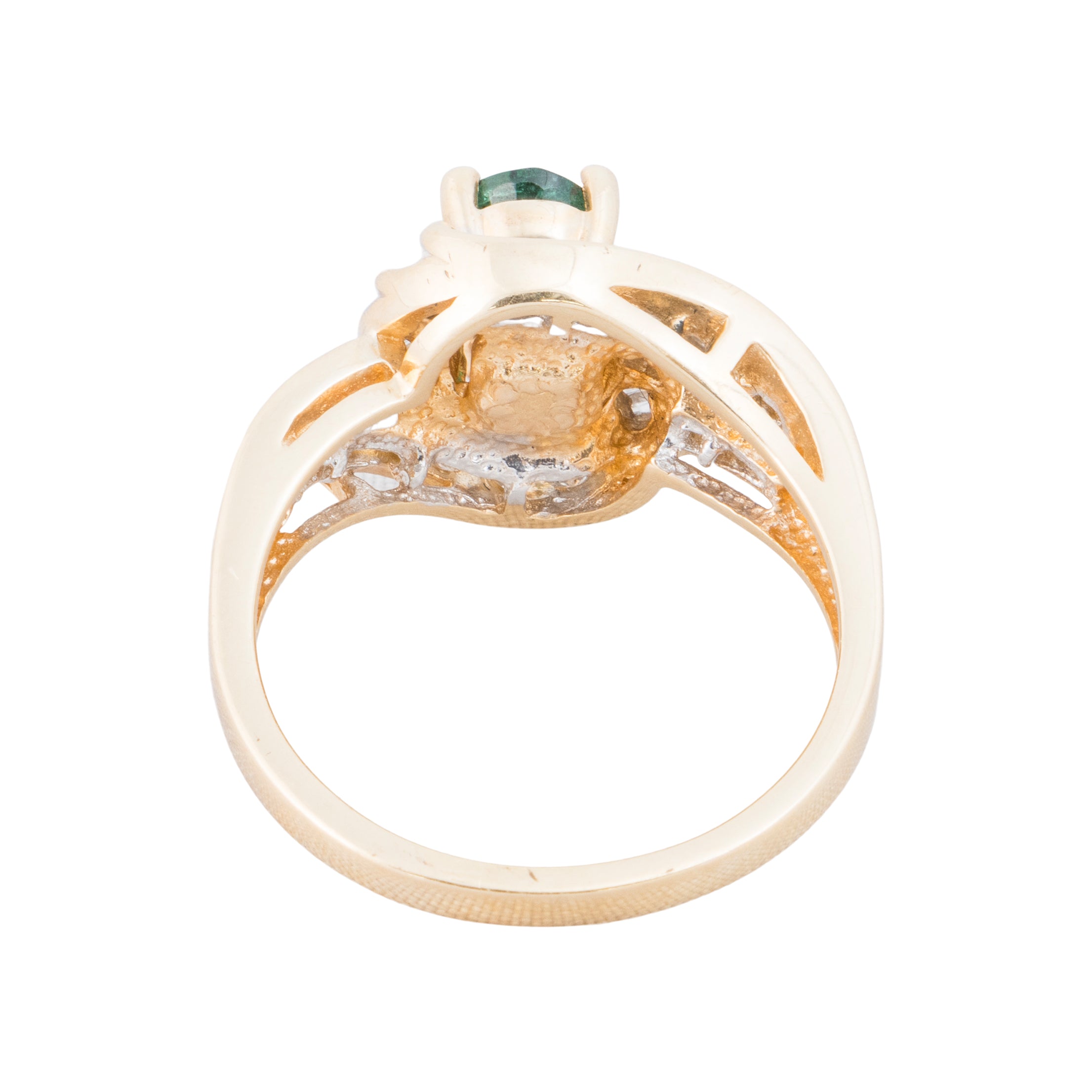 14k Gold Diamond and Emerald Ring