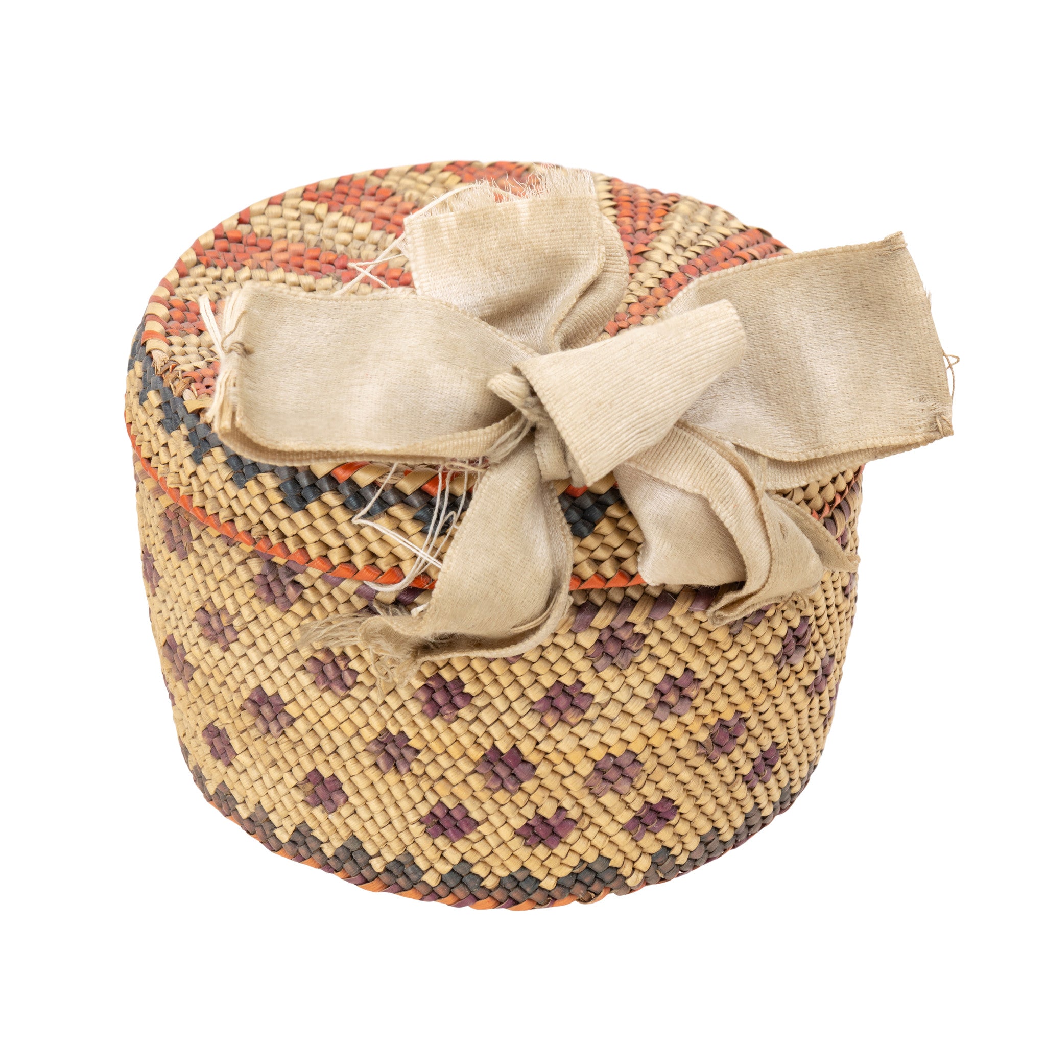 Makah Lidded Basket, Native, Basketry, Vertical