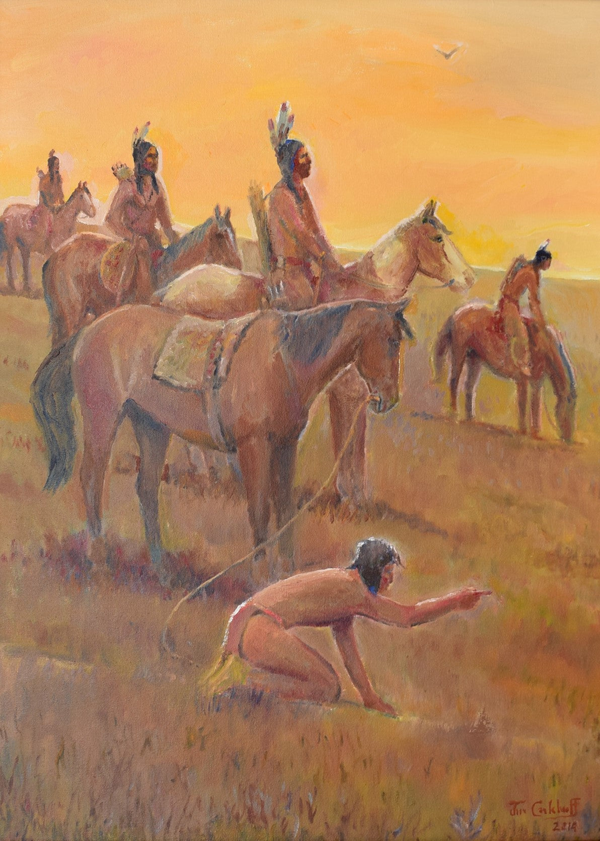 The Coming of the White Man by Jim Carkhuff, Fine Art, Painting, Native American